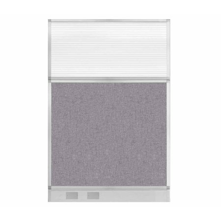 VERSARE Hush Panel Cubicle Partition 4' x 6' Cloud Gray Fabric Clear Fluted Window w/ Cable Channel 1855608-1